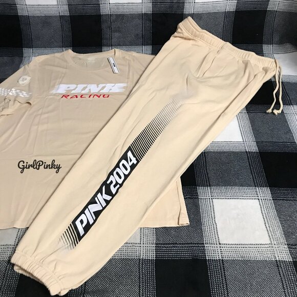 victoria secret PINK sweatpants OUTFIT RACING LOGO IN CANVAS IN SIZES S-XXL - Picture 5 of 9